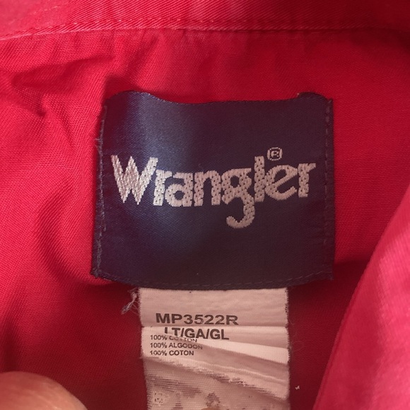 Vintage Mens Wrangler Red Large Tall Button Down Western Shirt - Picture 3 of 7